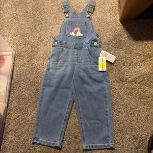Epic threads denim overall with rainbow, size 3T
